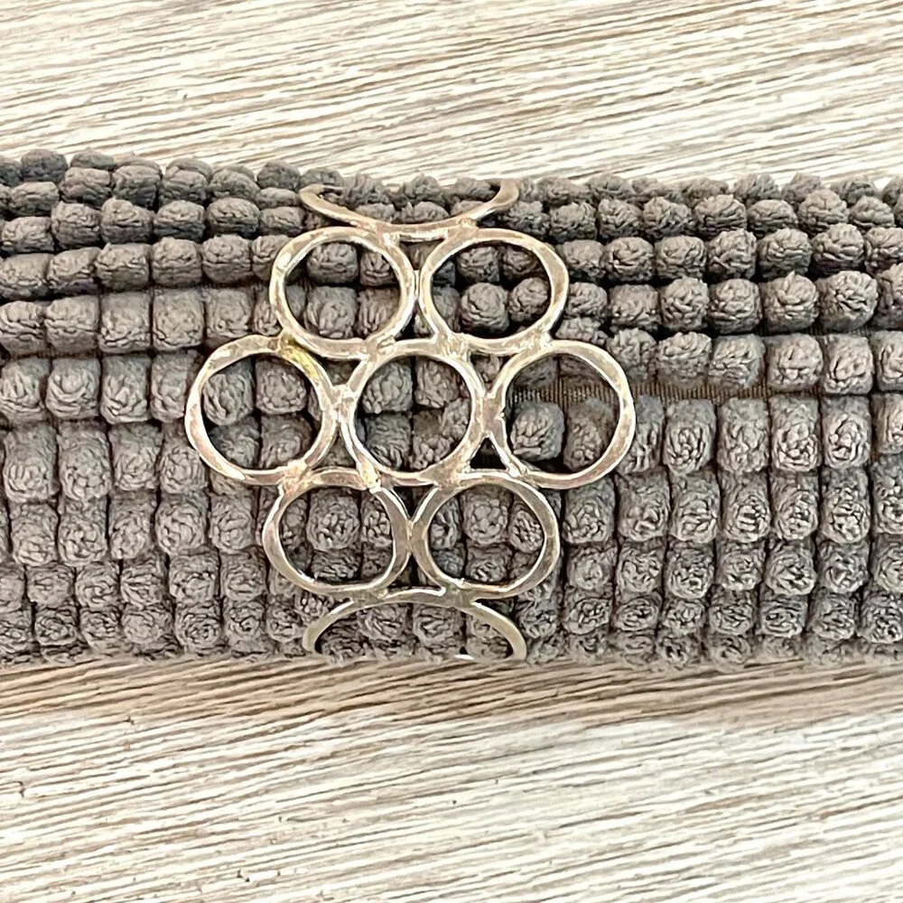 Cuff Bracelet Wide Silver Circles Adjustable Metal